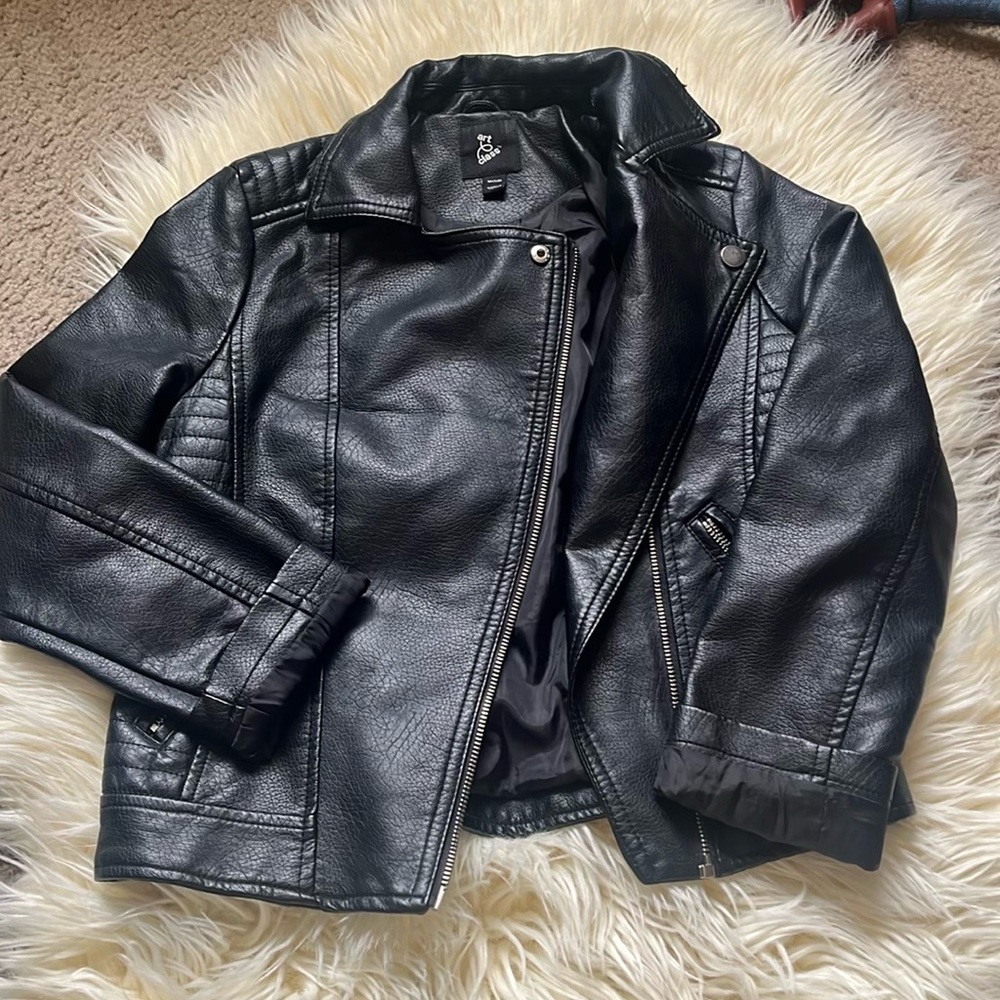 art-class girls faux, leather biker jacket